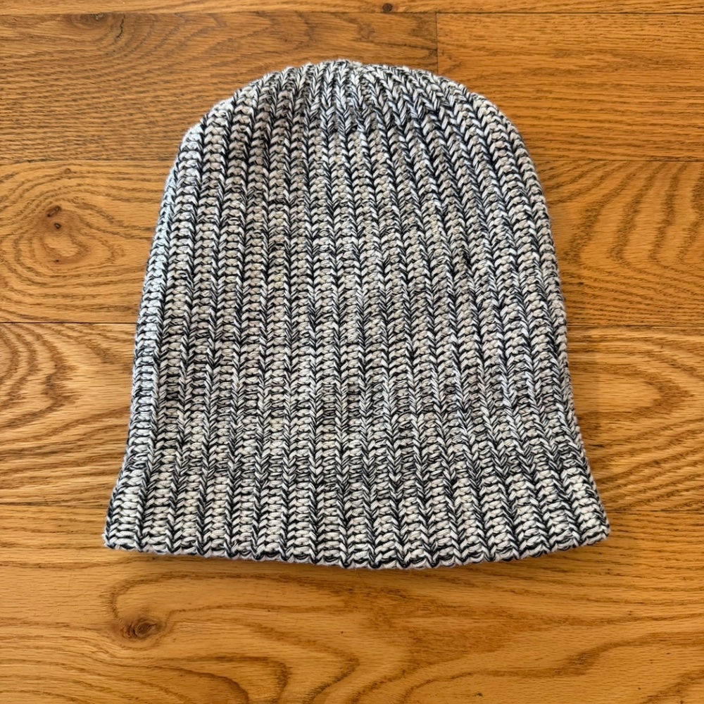 Love Your Melon Salt and Pepper (Black and White) Leather Patch Beanie - Picture 6 of 6